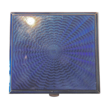 Art deco cigarette case, silver and vermeil and blue enamel