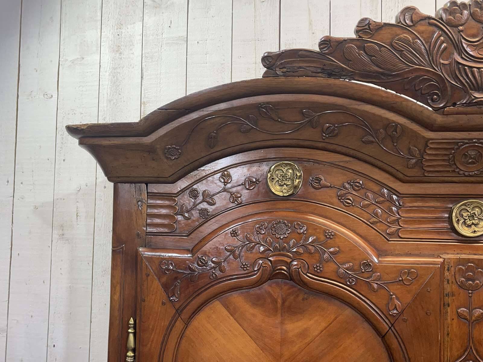 19th-century Rennes wardrobe in cherry wood signed Louis Boutin