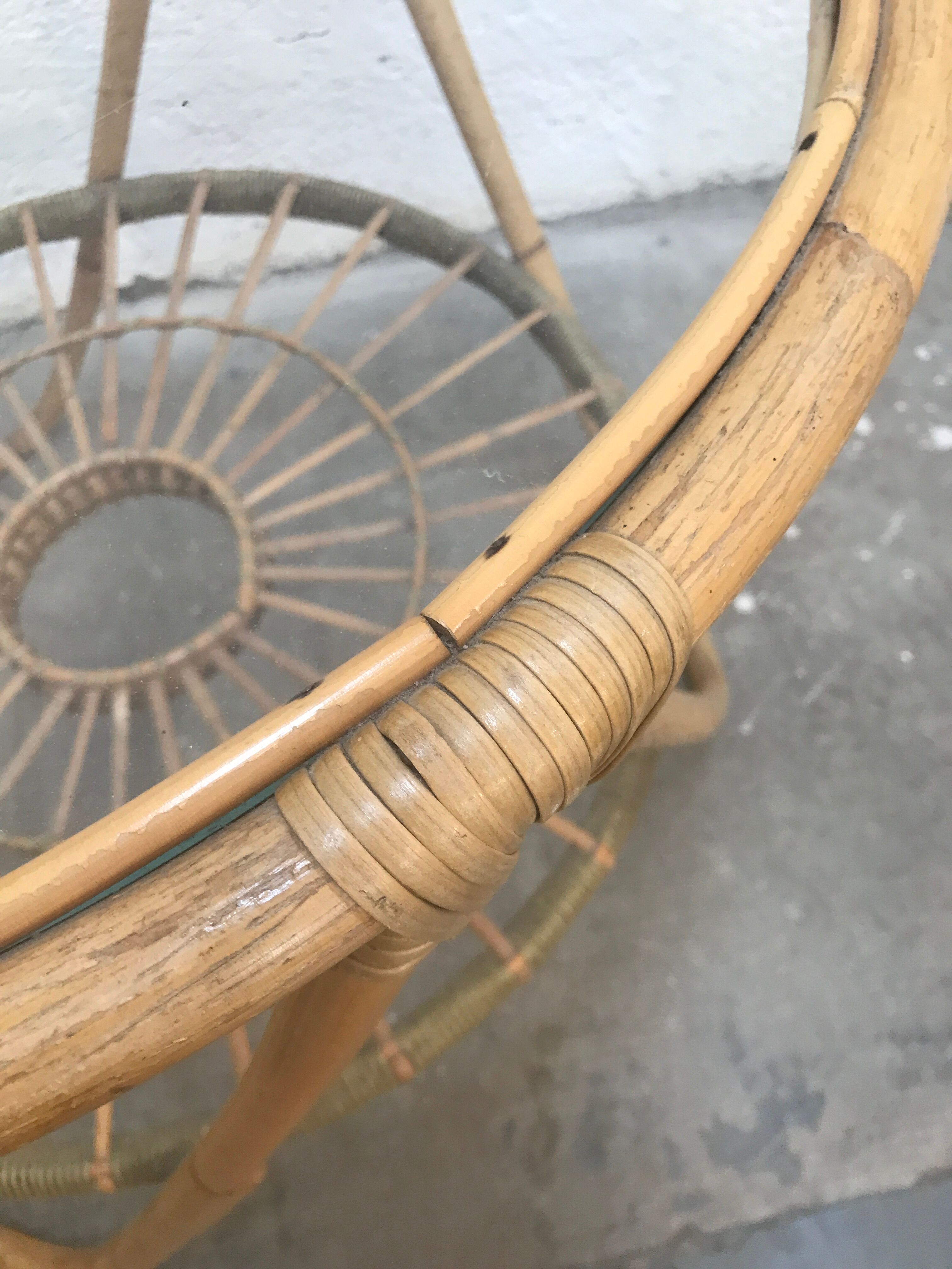 Bamboo and glass coffee table
