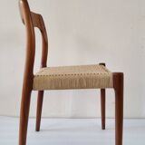 Niels Moller, chaises de salle à manger danoises  en bois et cordon papier