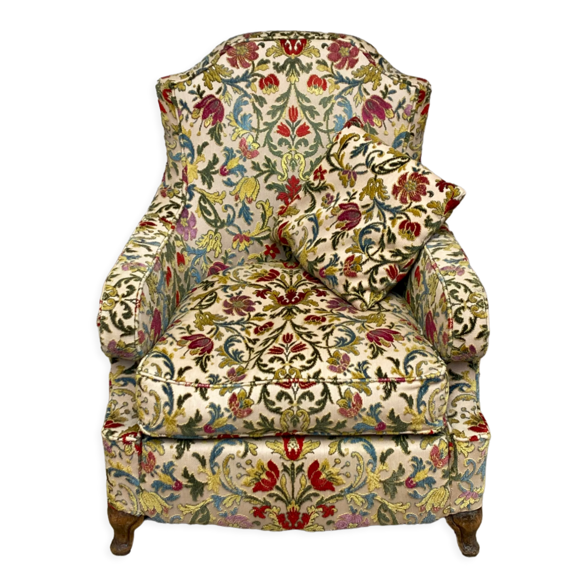 Fauteuil velours fleuri