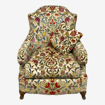 Floral velvet armchair