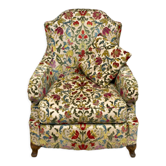 Fauteuil velours fleuri