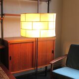 Lampadaire patchwork en parchemin et cuir noir par Staff, 1960