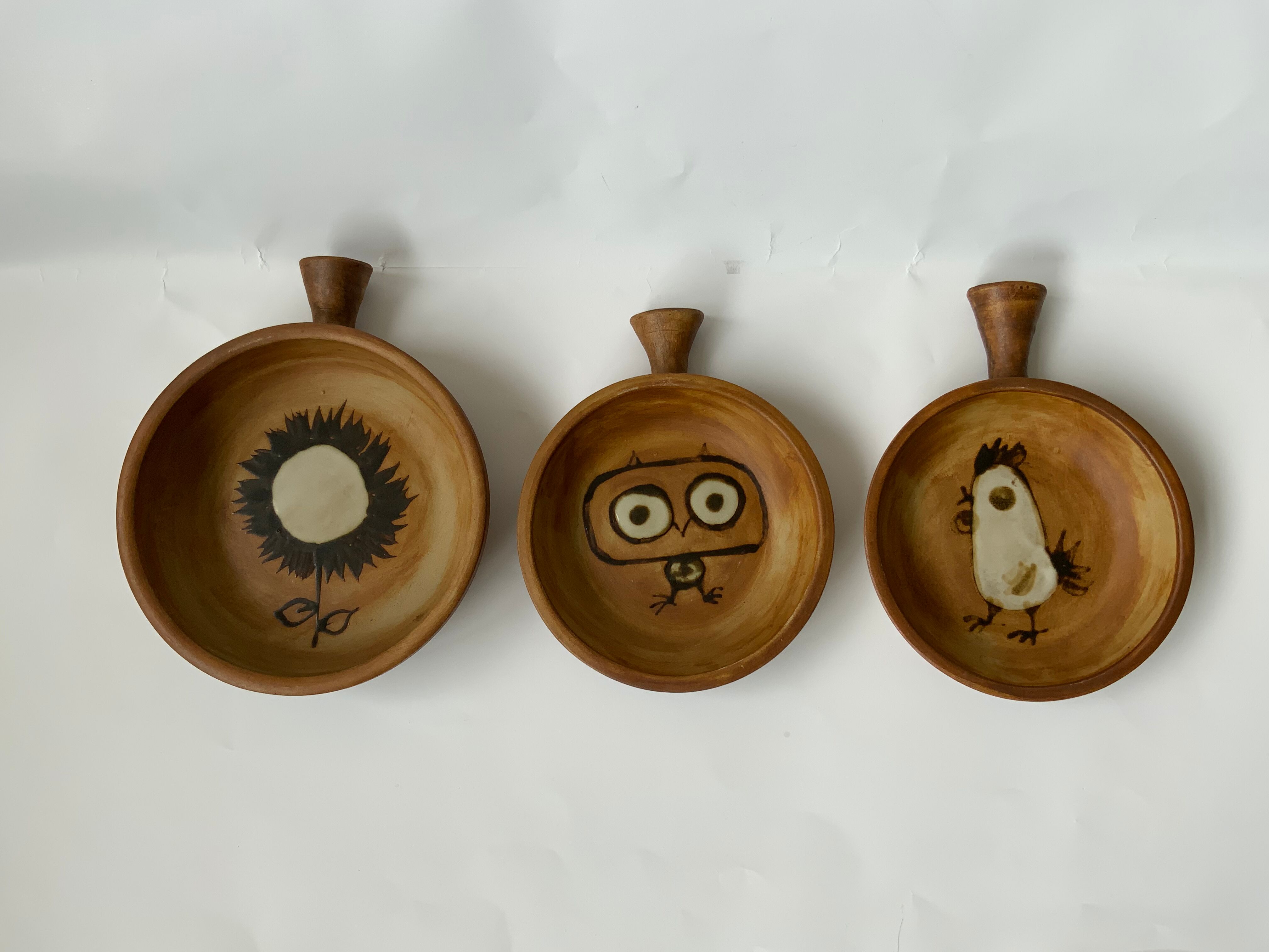 Set of 3 ramekins Pottery la Colombe