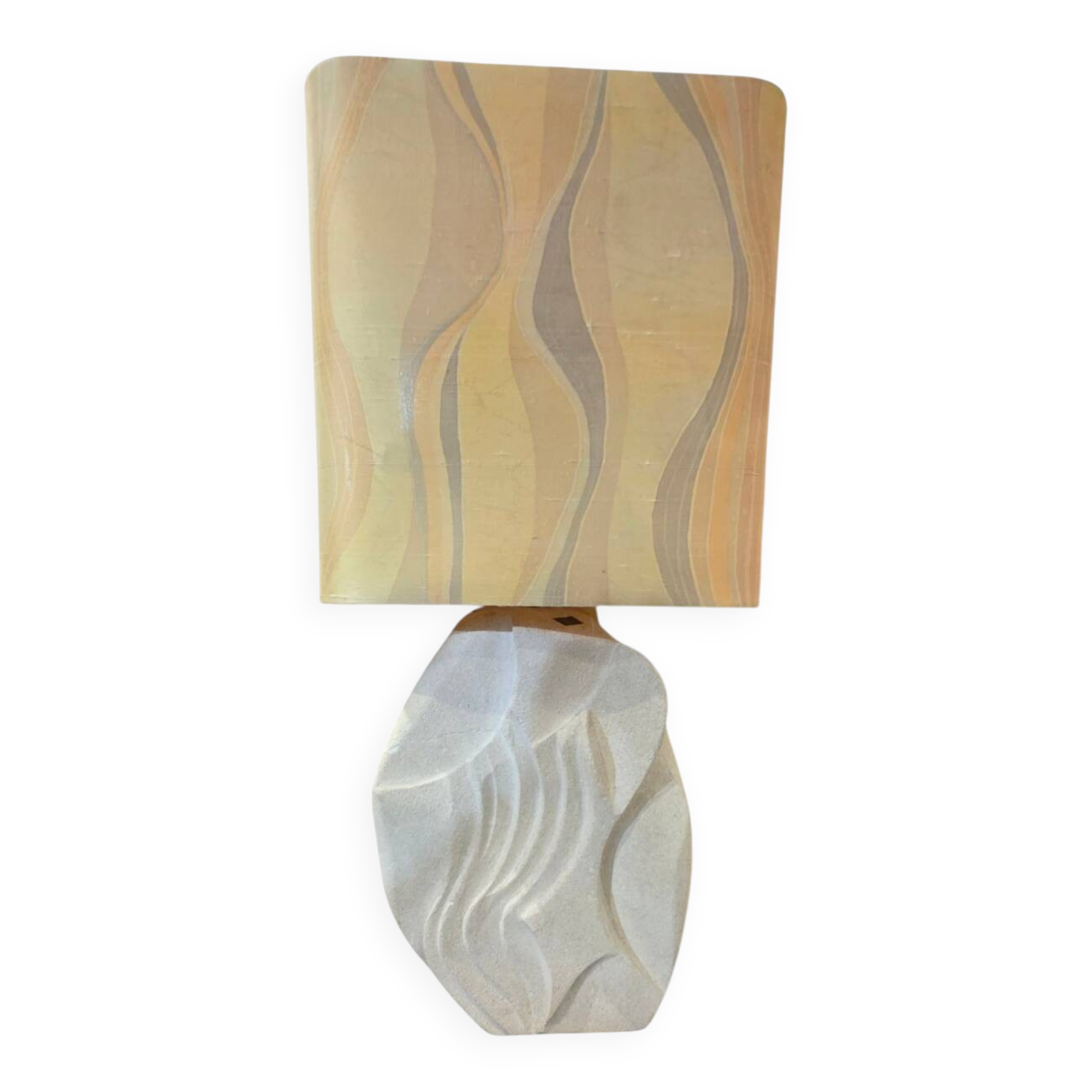 Rare lampe en pierre de calcaire Maison Brusson circa 1990