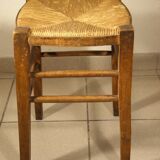 Wood and straw farm stool