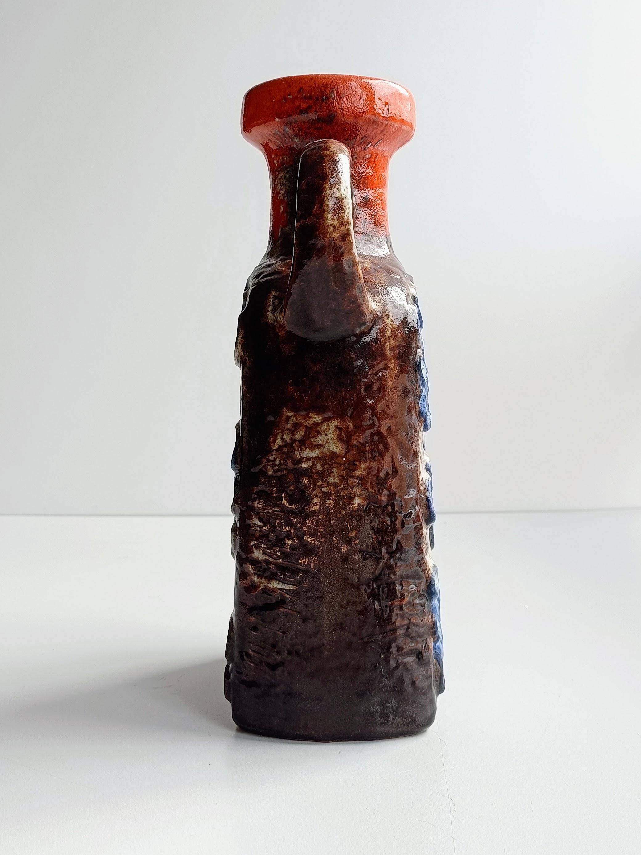 Mid Century Ceramic Jug by Dümler & Breiden, Brown, Orange, Blue Glazing, 1960s