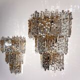 Lot de 2 appliques murales en cristal cascade Hollywood Regency Kinkeldey, 1970