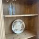 Antique display cabinet in oak and walnut, Louis XVI style.