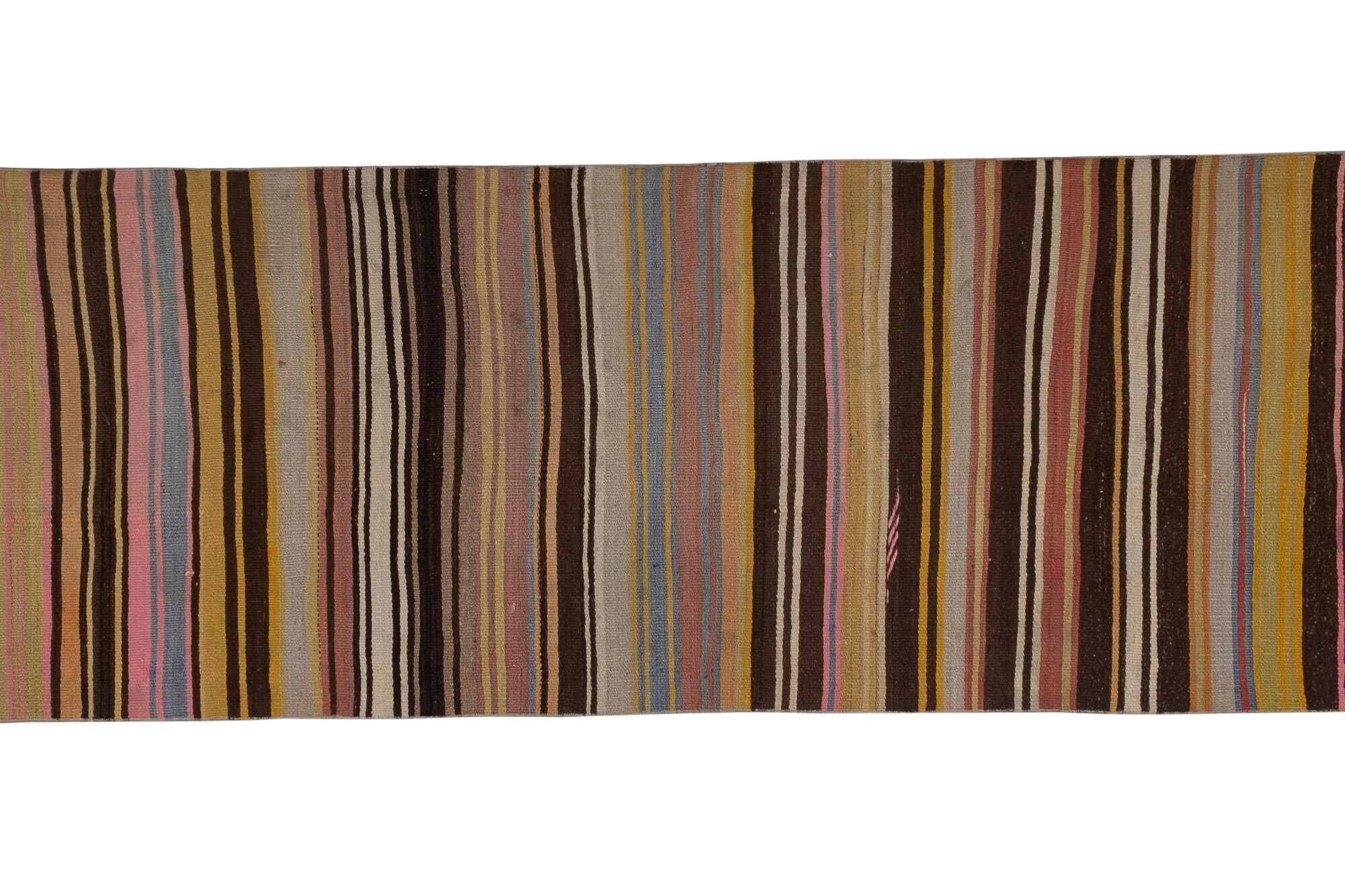 Striped Colorful Vintage Kilim Runner Rug 80 x 363 cm