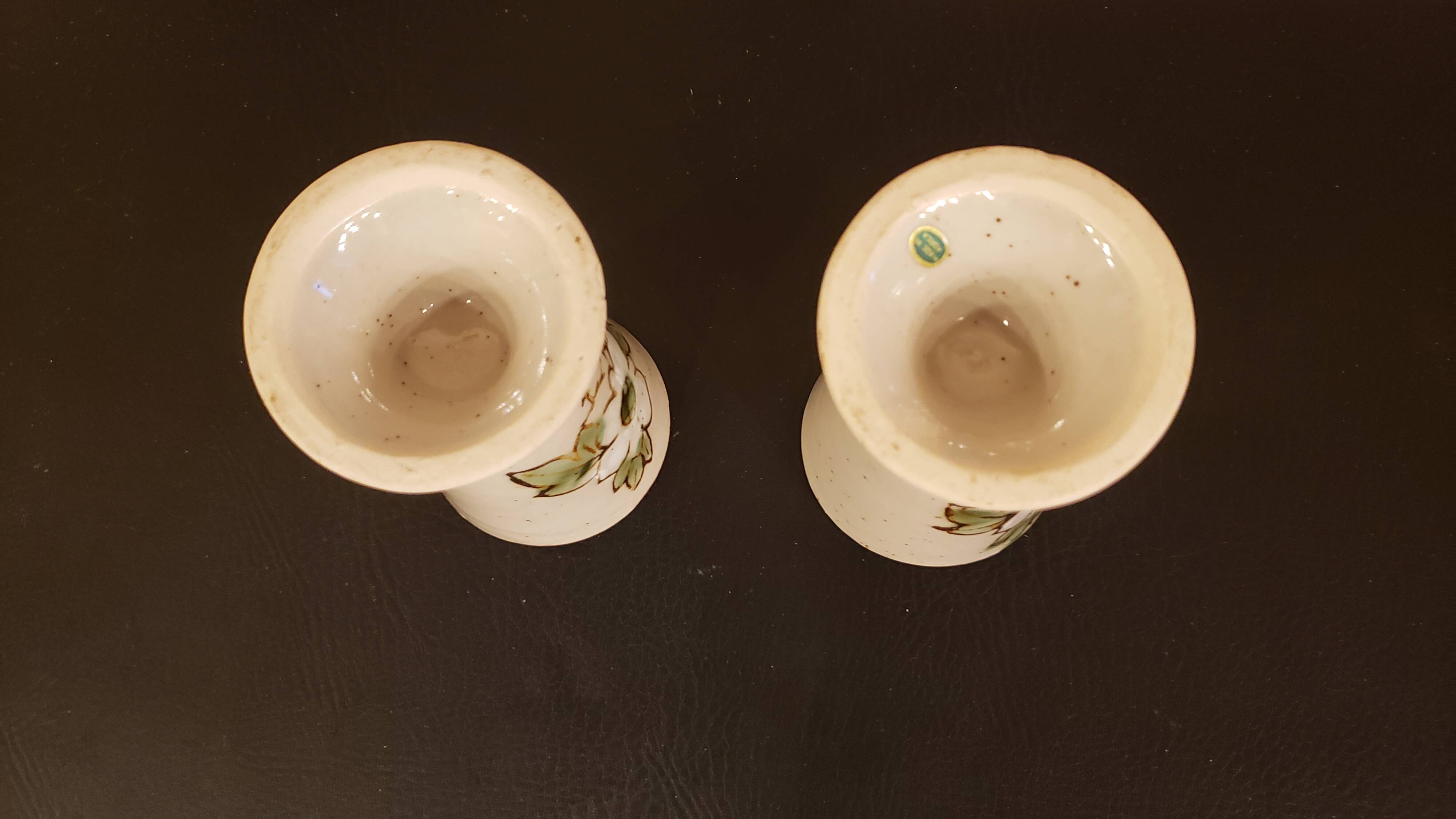 Duo de mazagrans en grès décor floral