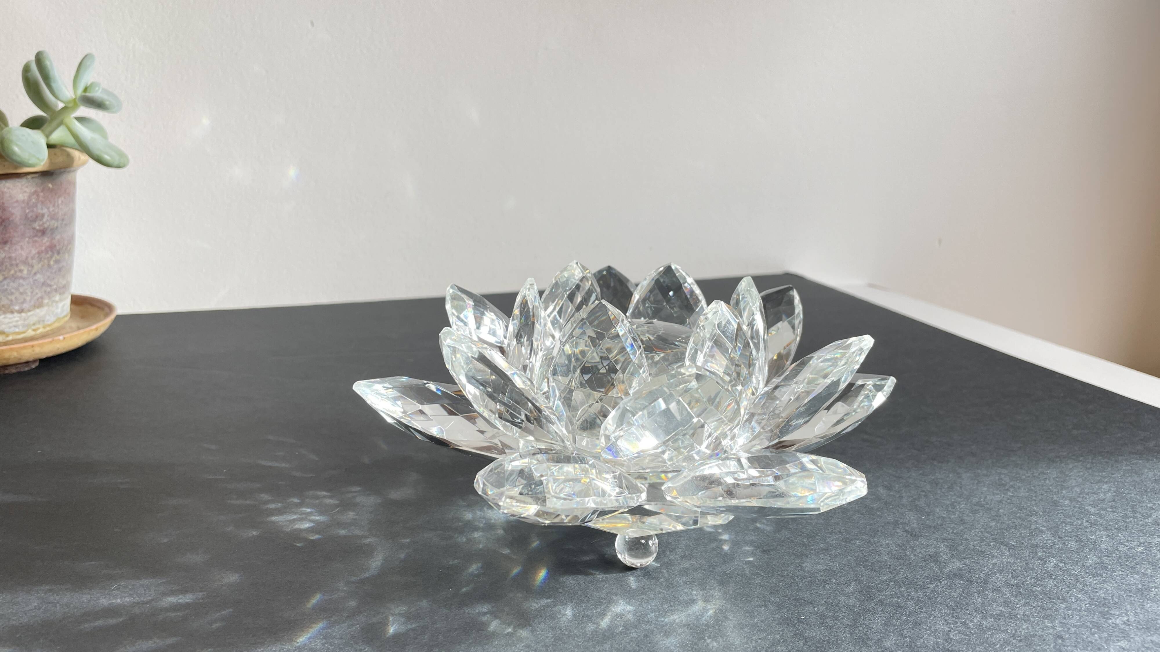 Crystal Flower Paperweight Sculpture