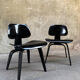 Pair of DCW chairs by Charles & Ray Eames in Black for Herman Miller 1950