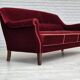 1960s, Danish 3 seater sofa, original good condition, furniture velour, beech wood .