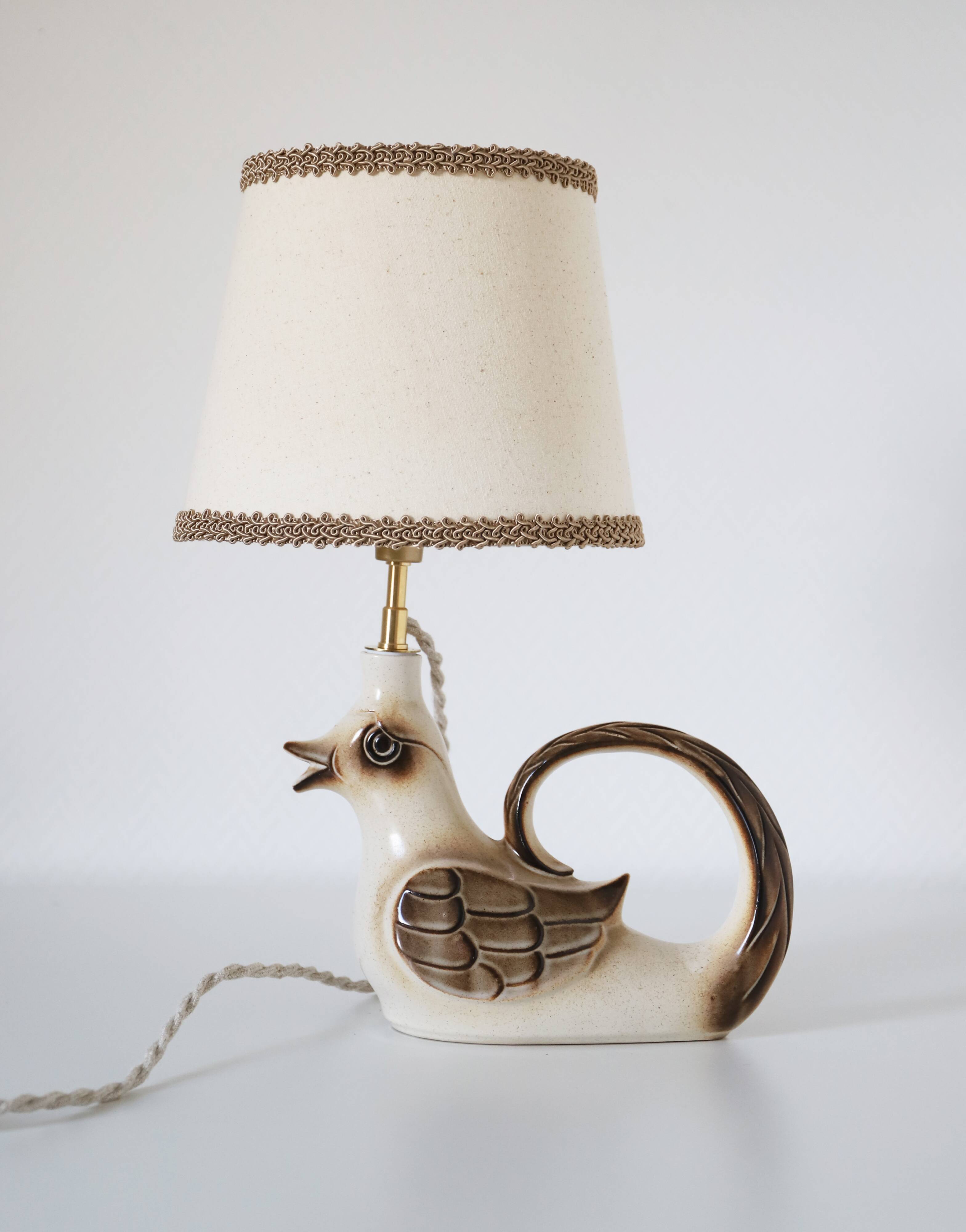 Table lamp, ceramic base "bird" 50s