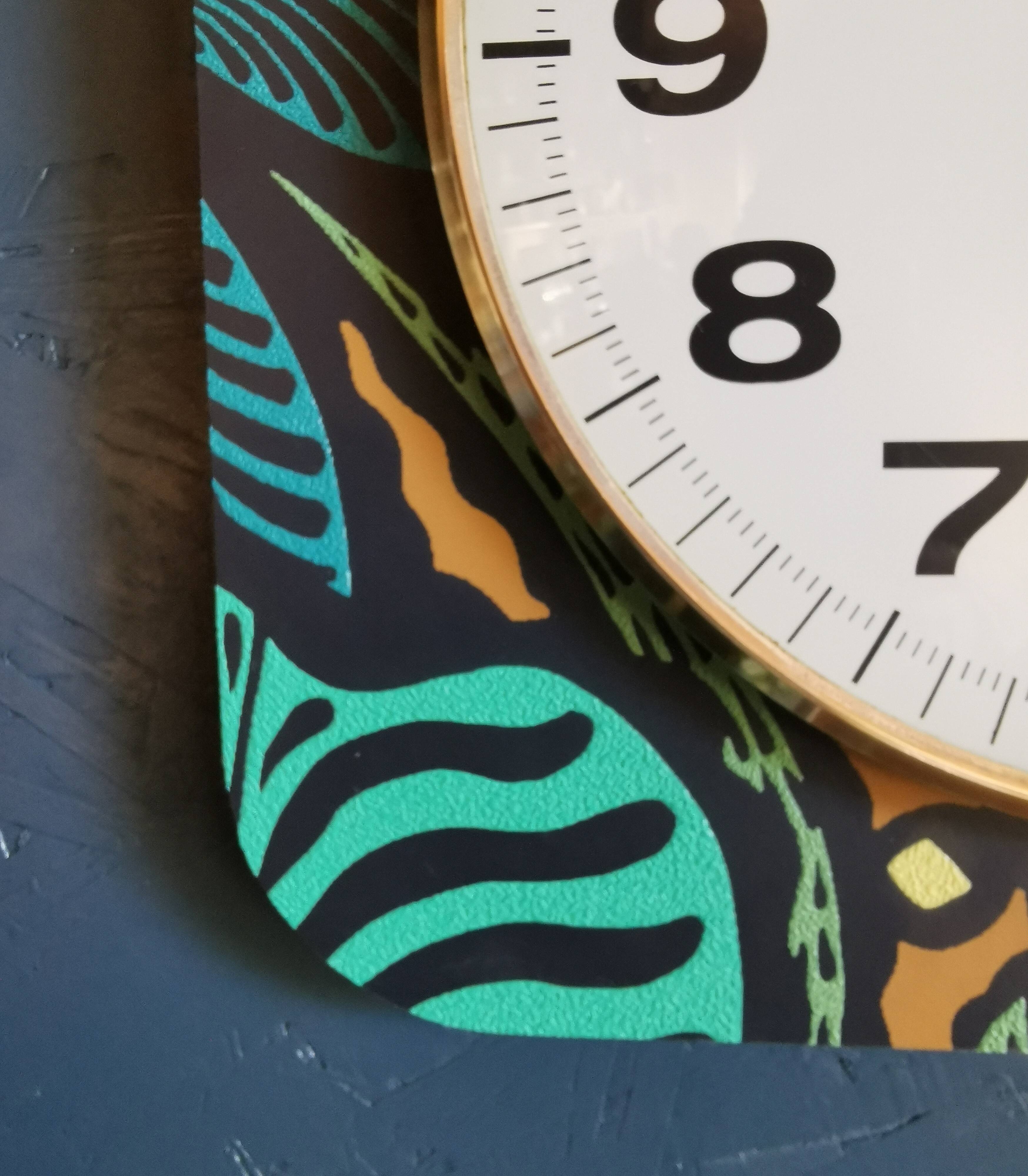 Horloge vintage pendule murale silencieuse carrée "Jaz vert noir"