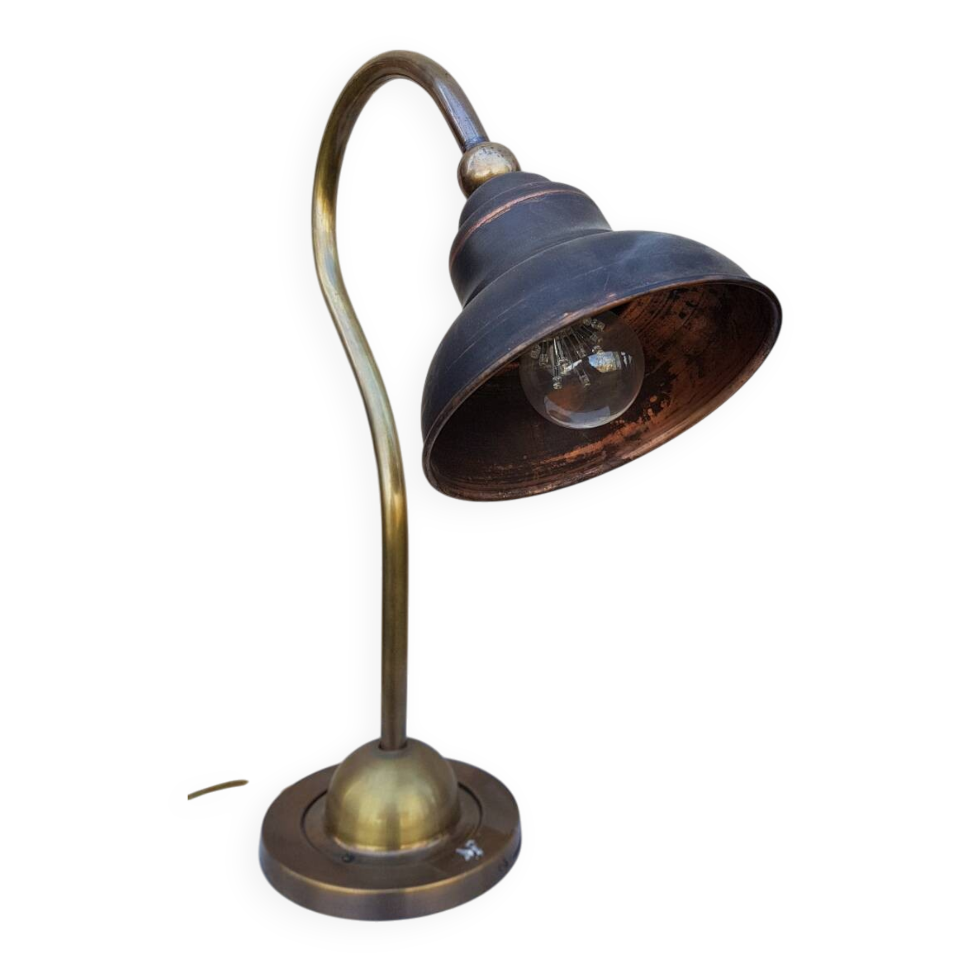 Antique English copper desk lamp