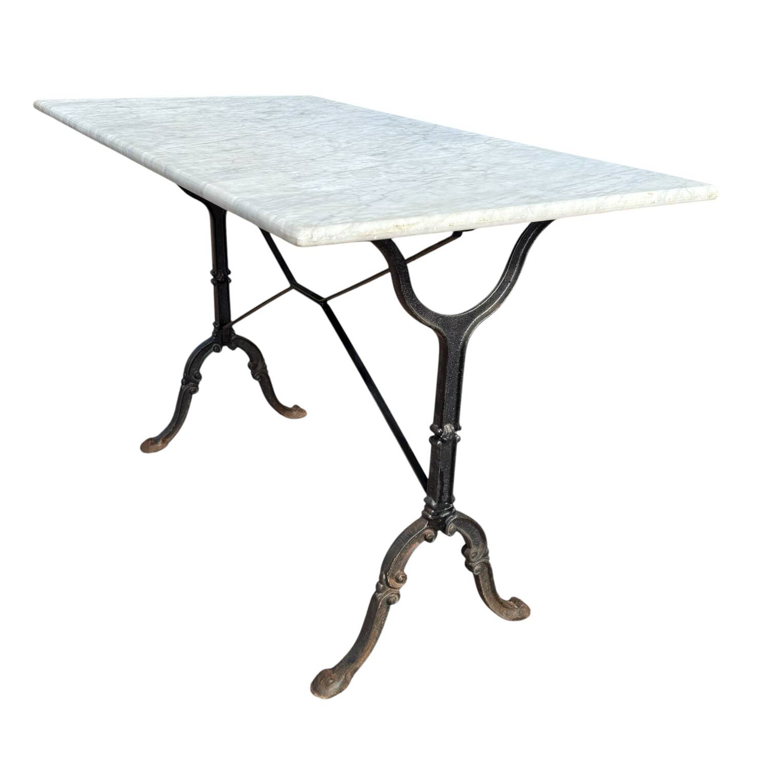 60s Parisian cast iron and marble bistro table