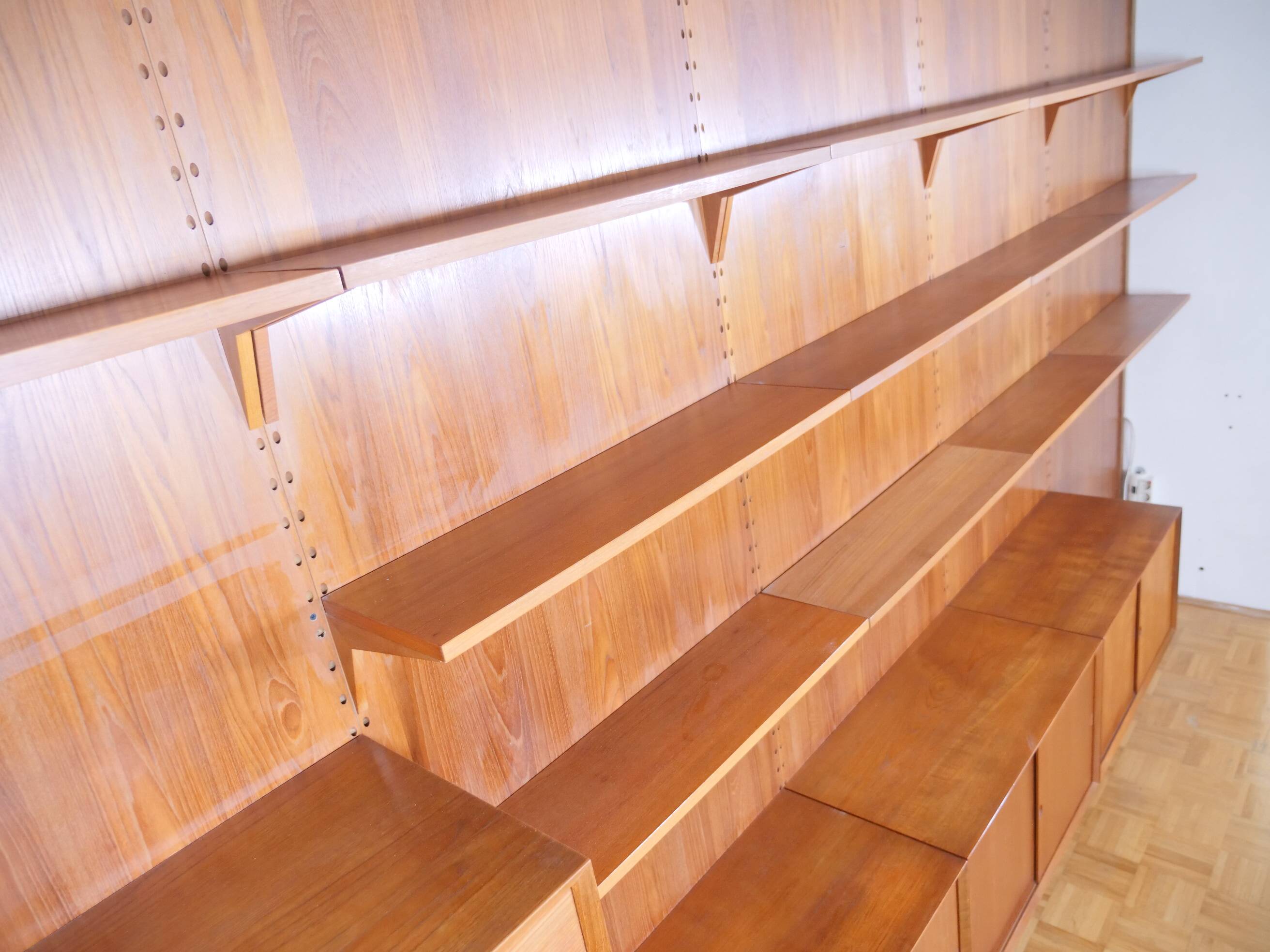 Modular teak shelving system by Poul Cadovius for Cado, 23 Set, 1960s