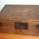 Old box with inscription, fittings, lock and key