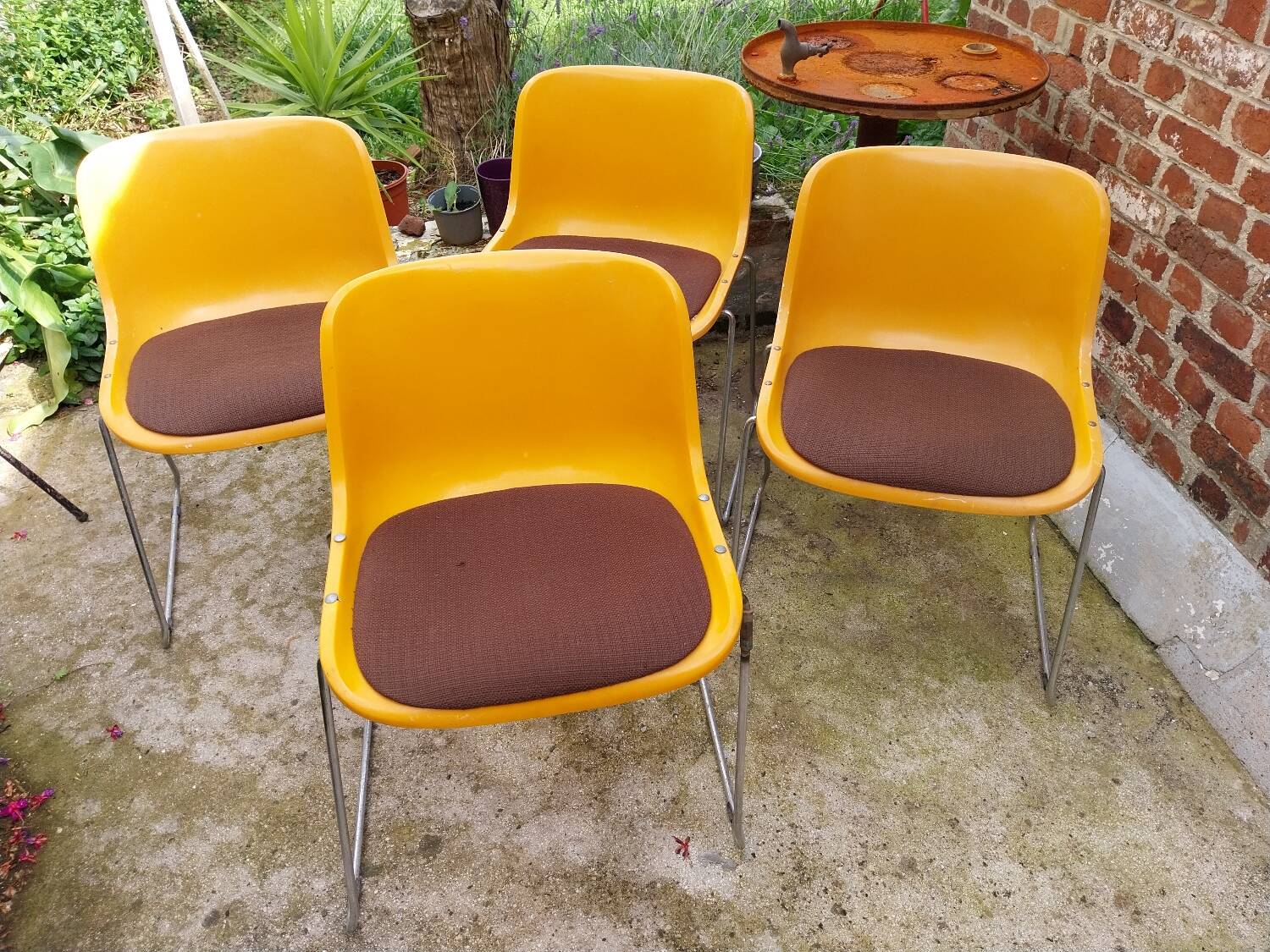 Paire de chaises traineaux Orange