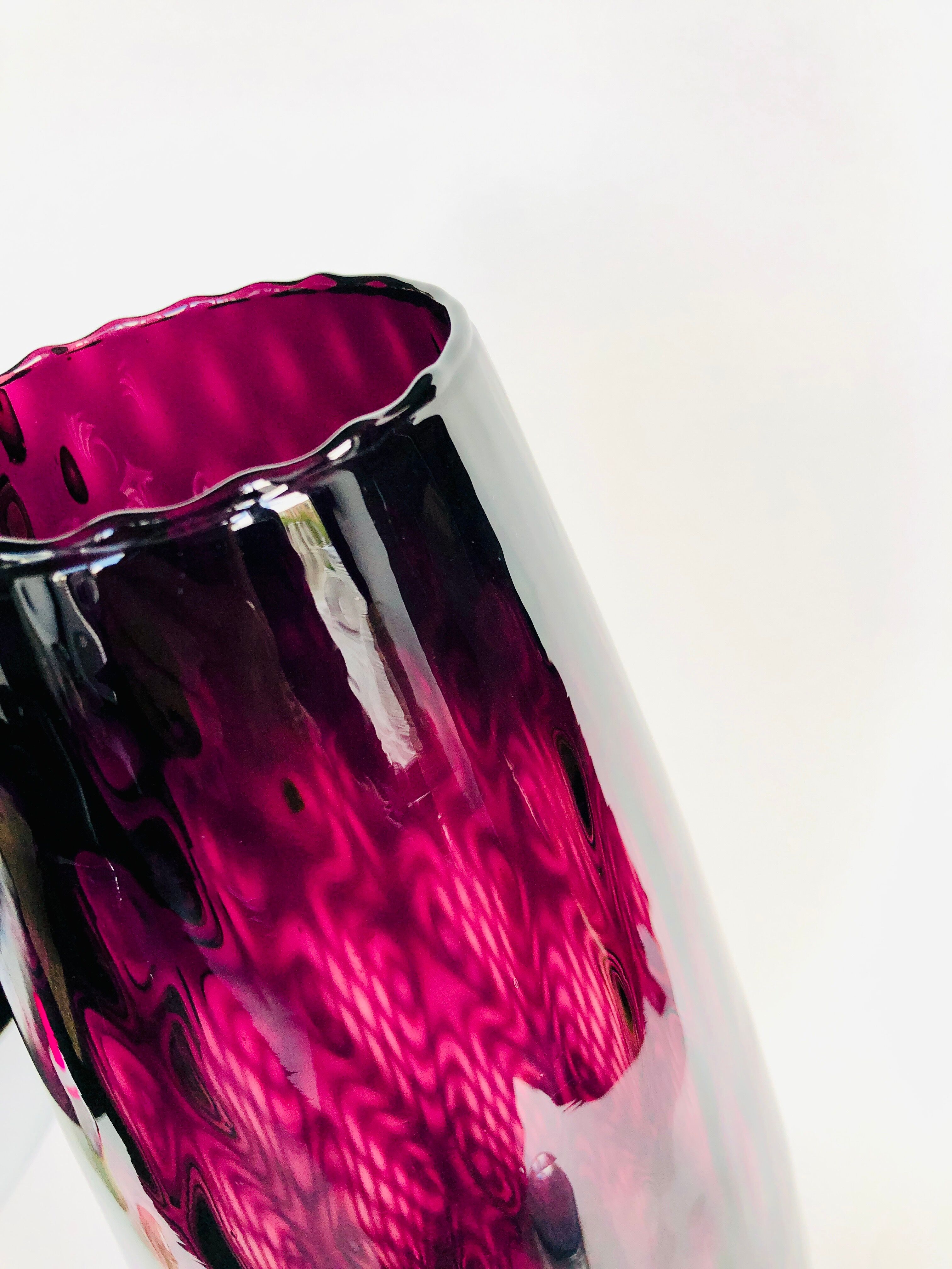 Wine-legged blown glass vase Italian Empoli 1960