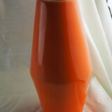 Large orange losangic vase - Laurentian pottery - 80s / 90s