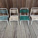 Set of 4 vintage 1960s Scoubidou children's chairs