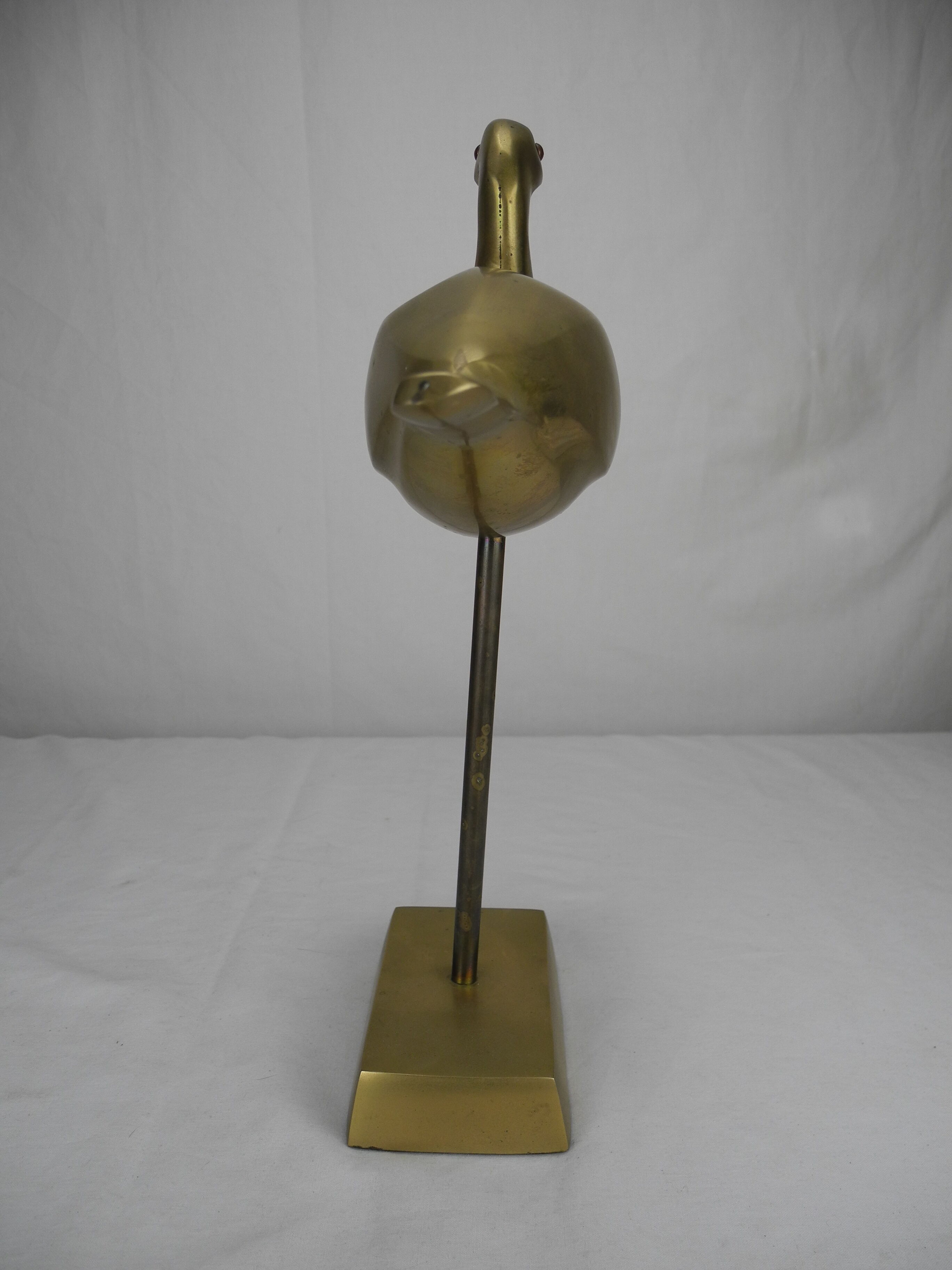 Old statuette bird brass deco vintage brass bird statue curlew