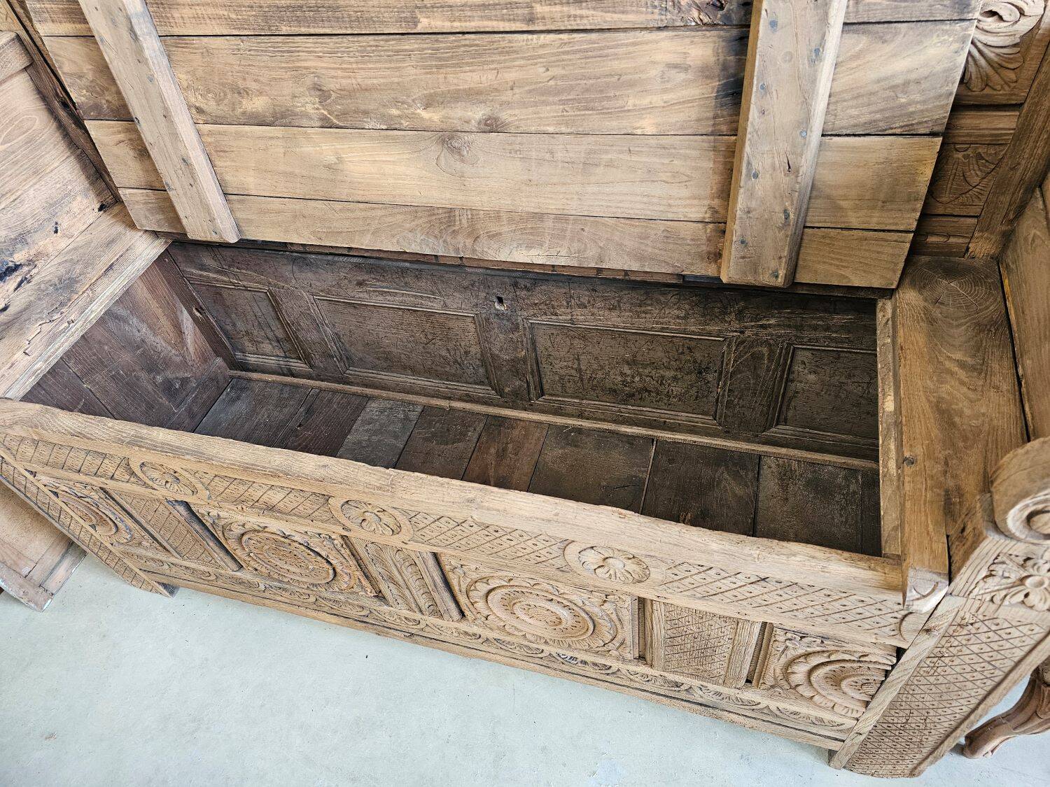 Antique Breton chest bench