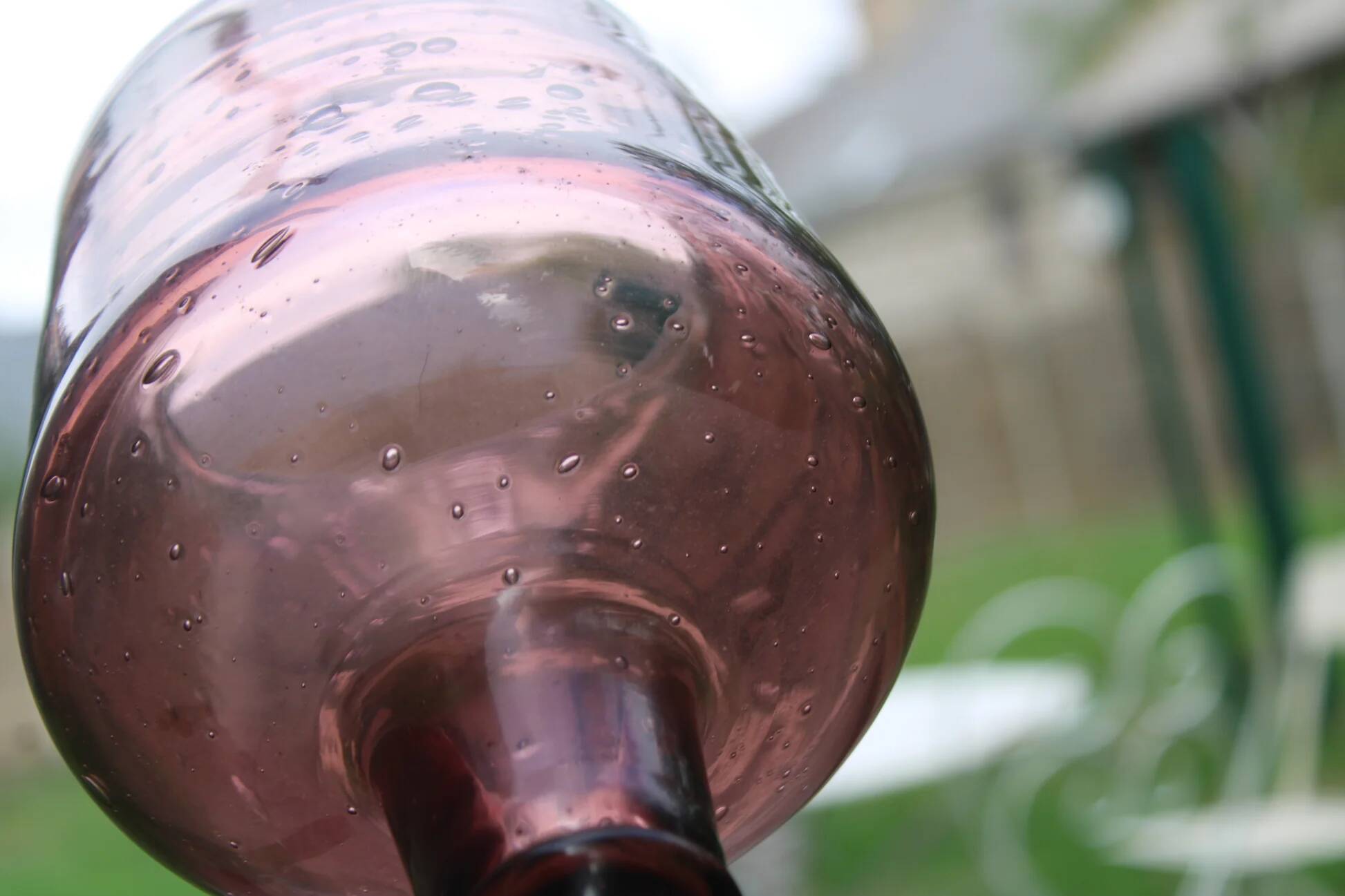 Large amethyst bubble glass candle holder on a stand – H27 cm