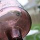 Large amethyst bubble glass candle holder on a stand – H27 cm