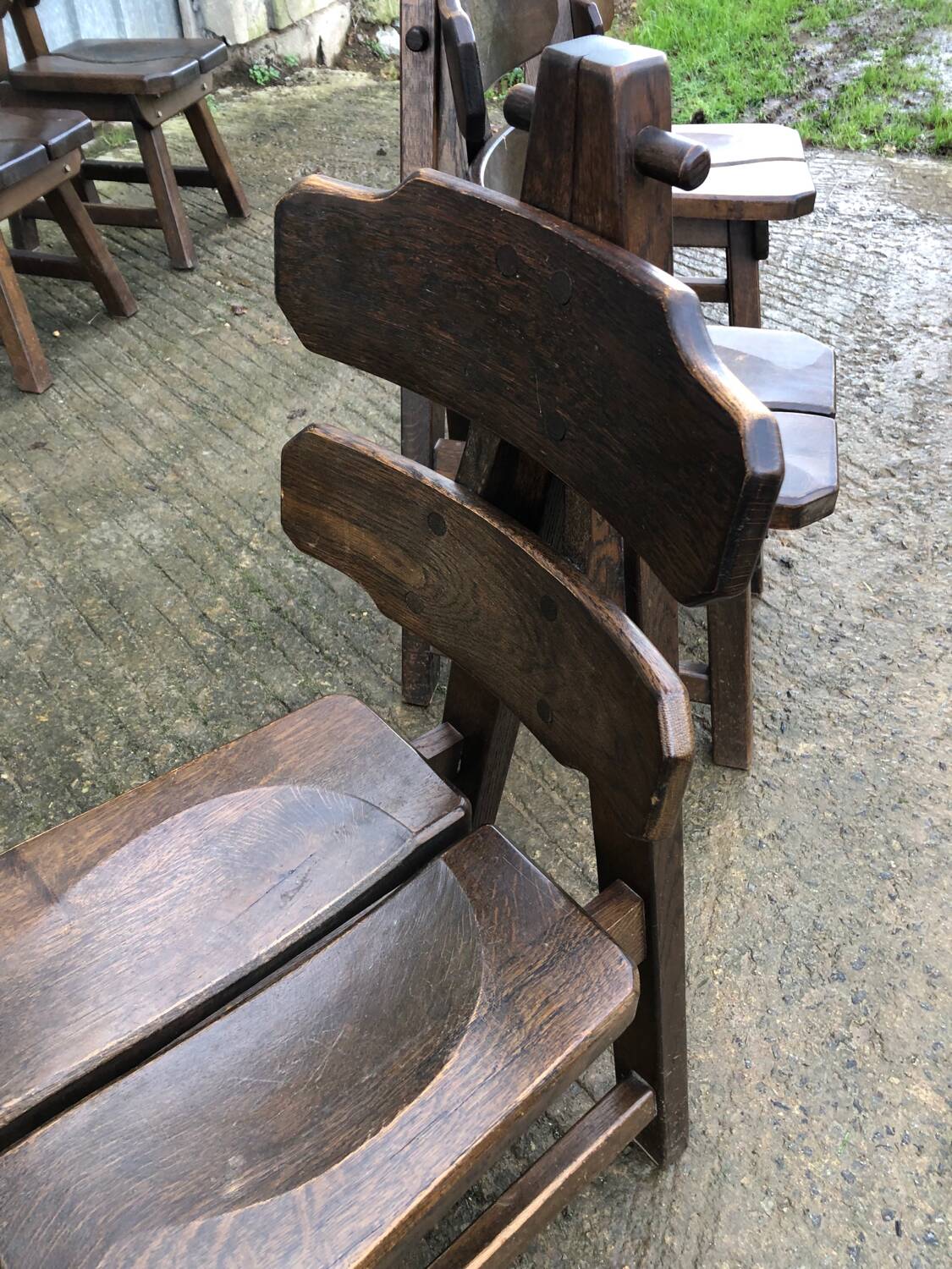 6 brutalist chairs in solid oak