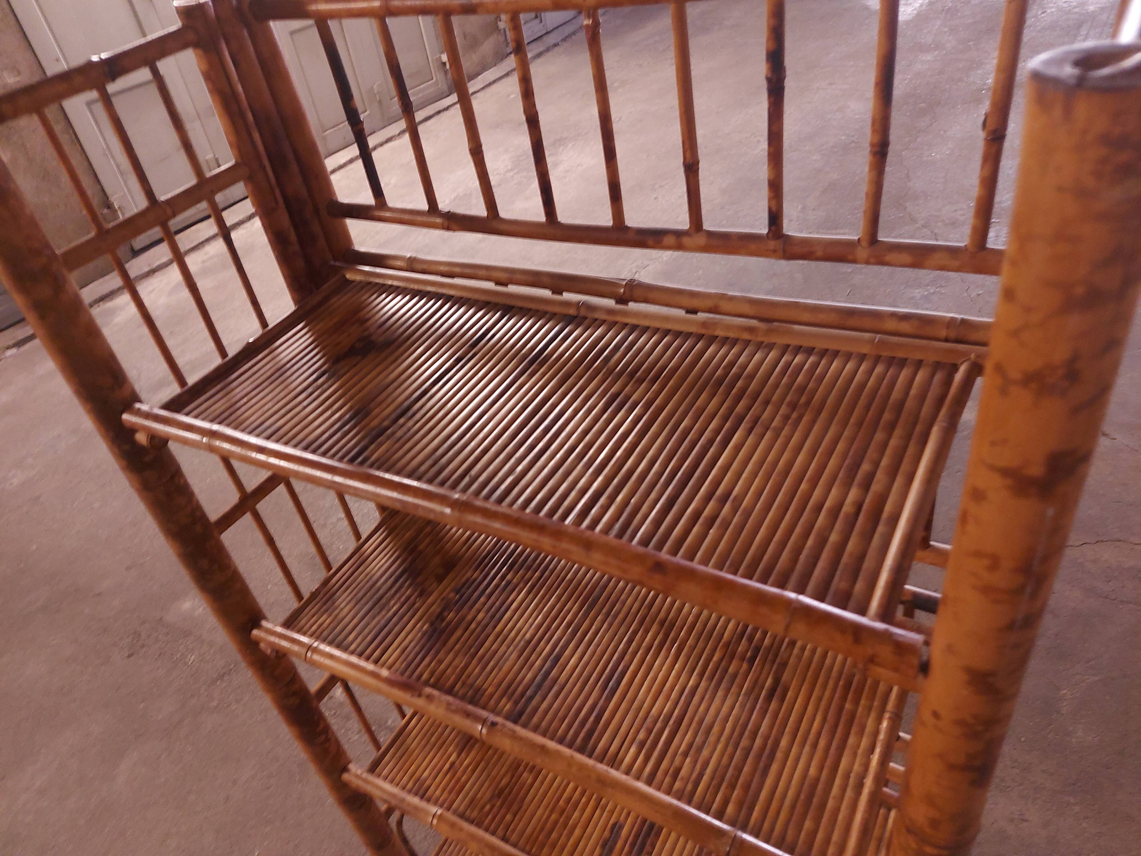 Vintage folding bamboo shelf