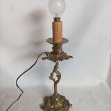 Old small bronze lamp in Louis XV / Rocaille style in working order