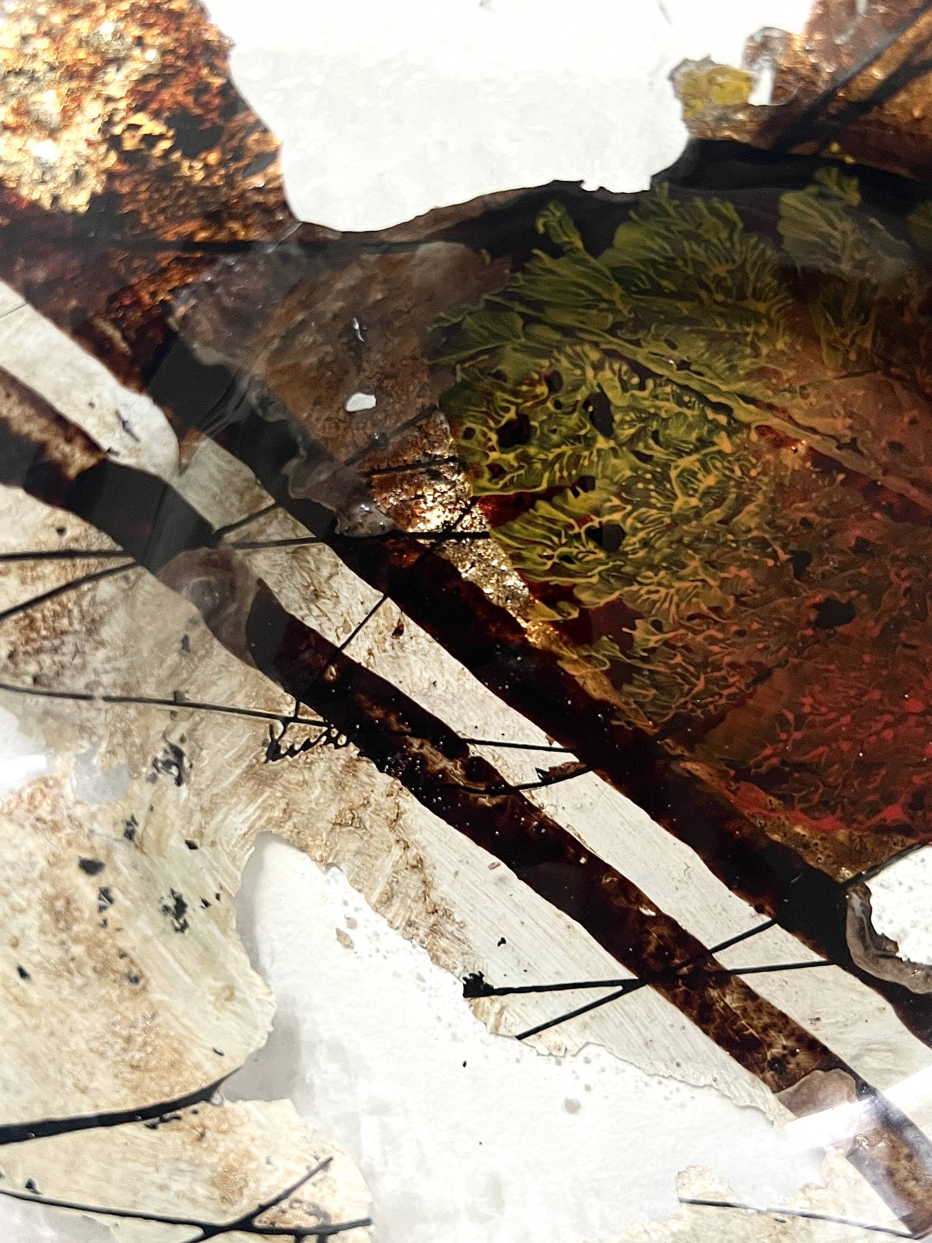 ashtray abstract painting in melted glass, around 1970