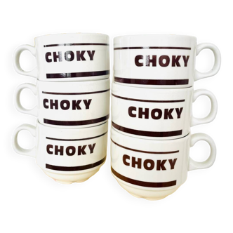 Lot de 6 tasses chocolat vintage « Choky » Churchill England