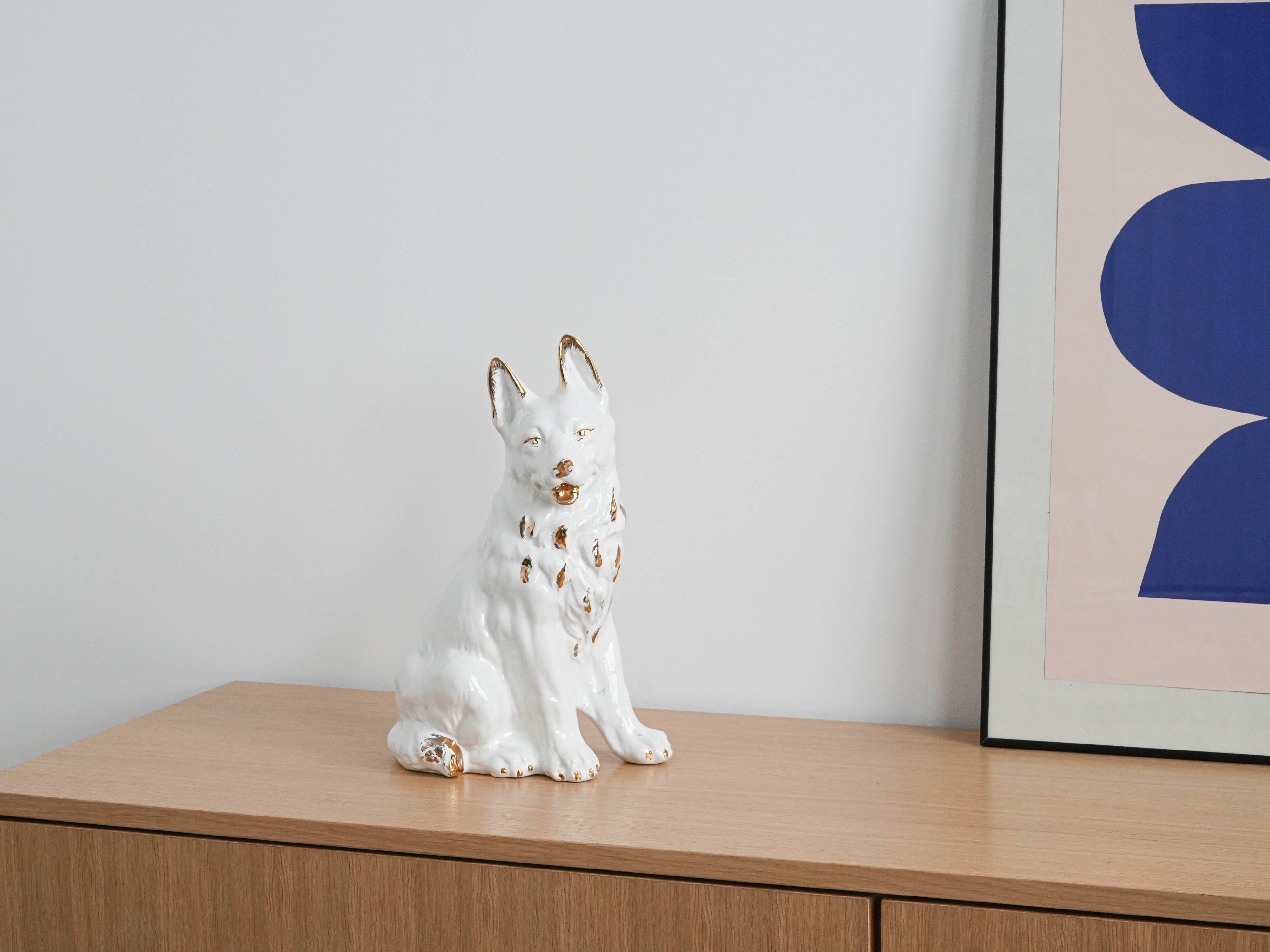 Porcelain dog figurine, 1960s, made in Europe