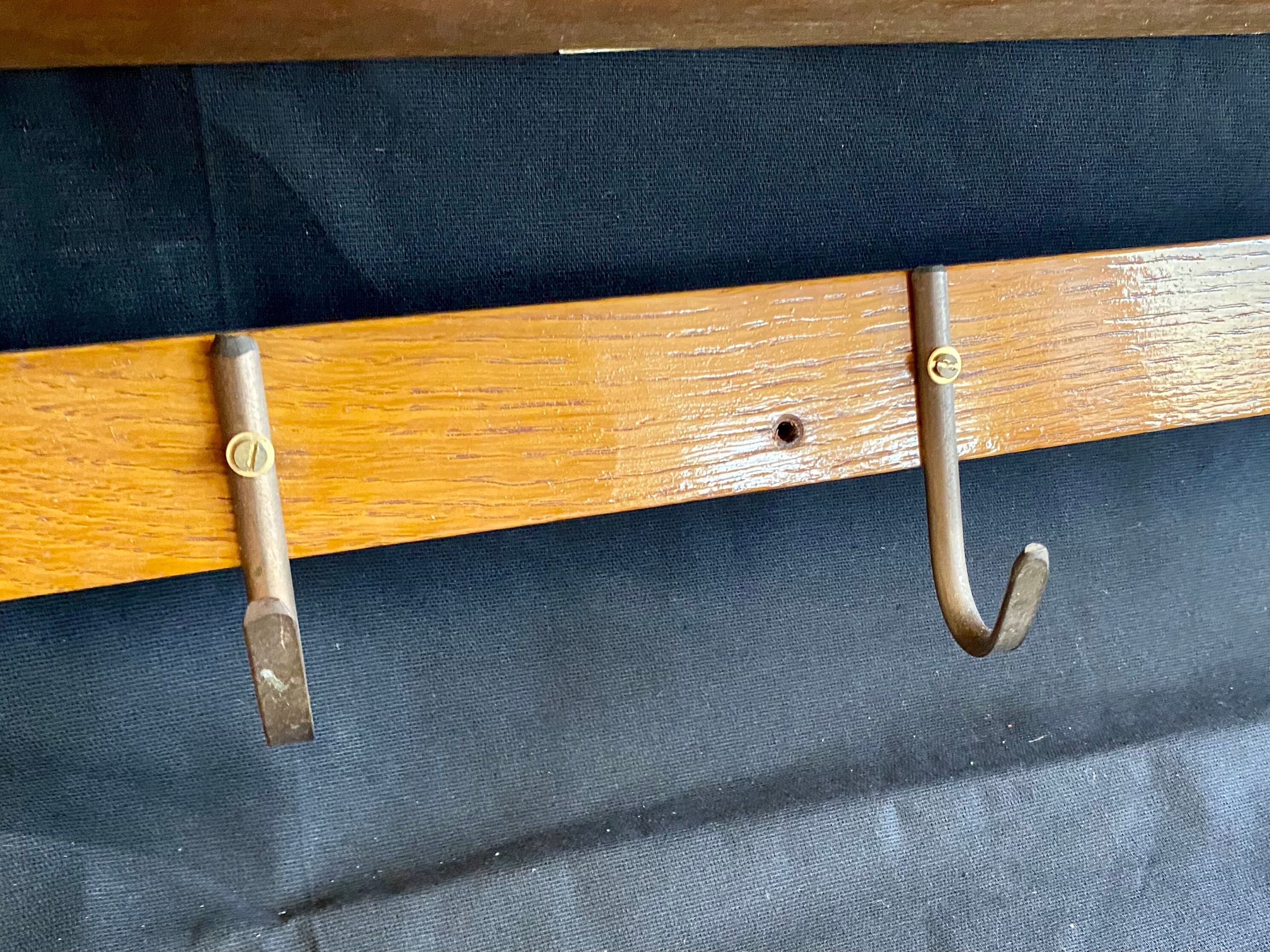 Kitchen shelf French artisanal work vintage 60s solid oak and copper