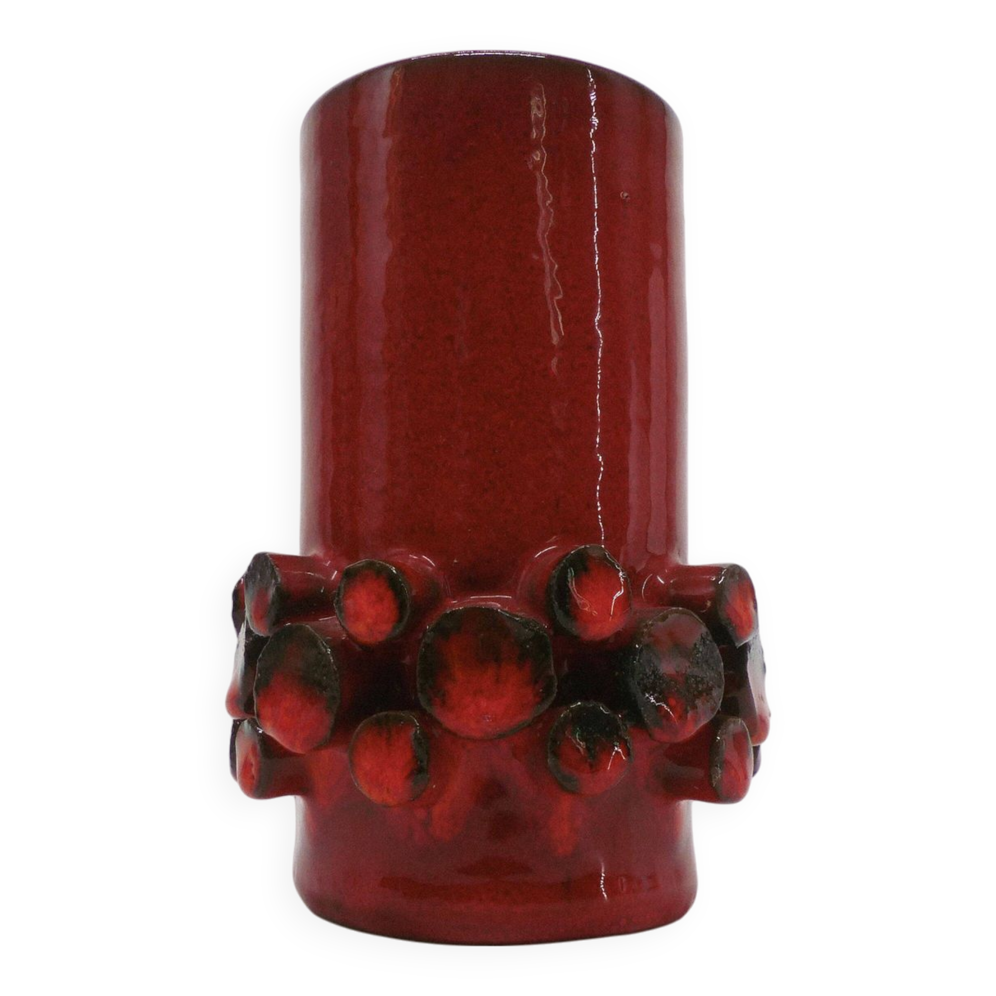Hans Welling red Ceralux vase - Ceramano 1960