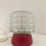 Vintage lamp in glass and red plastic year 1970