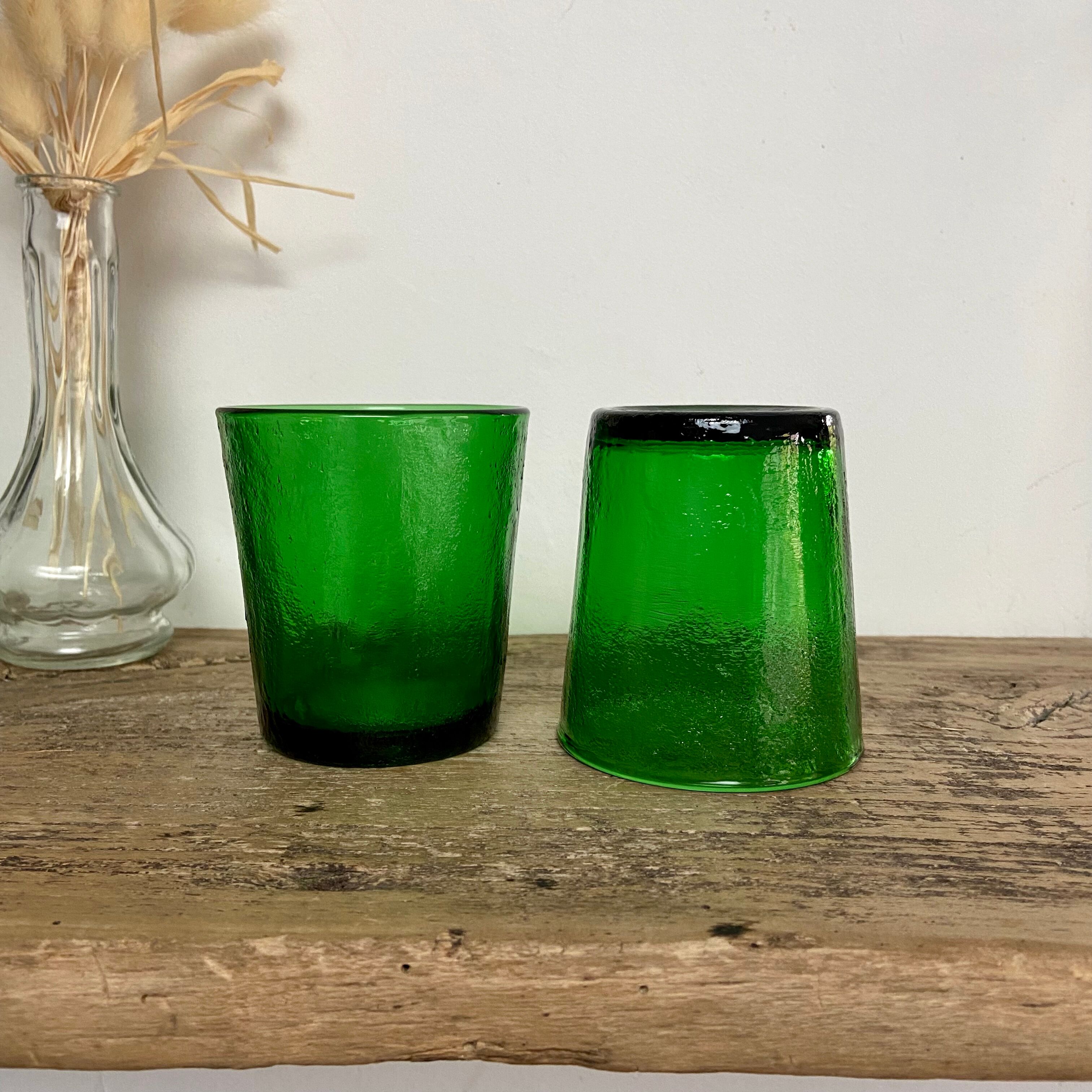 6 verres texturés verts Arcoroc Sierra vintage