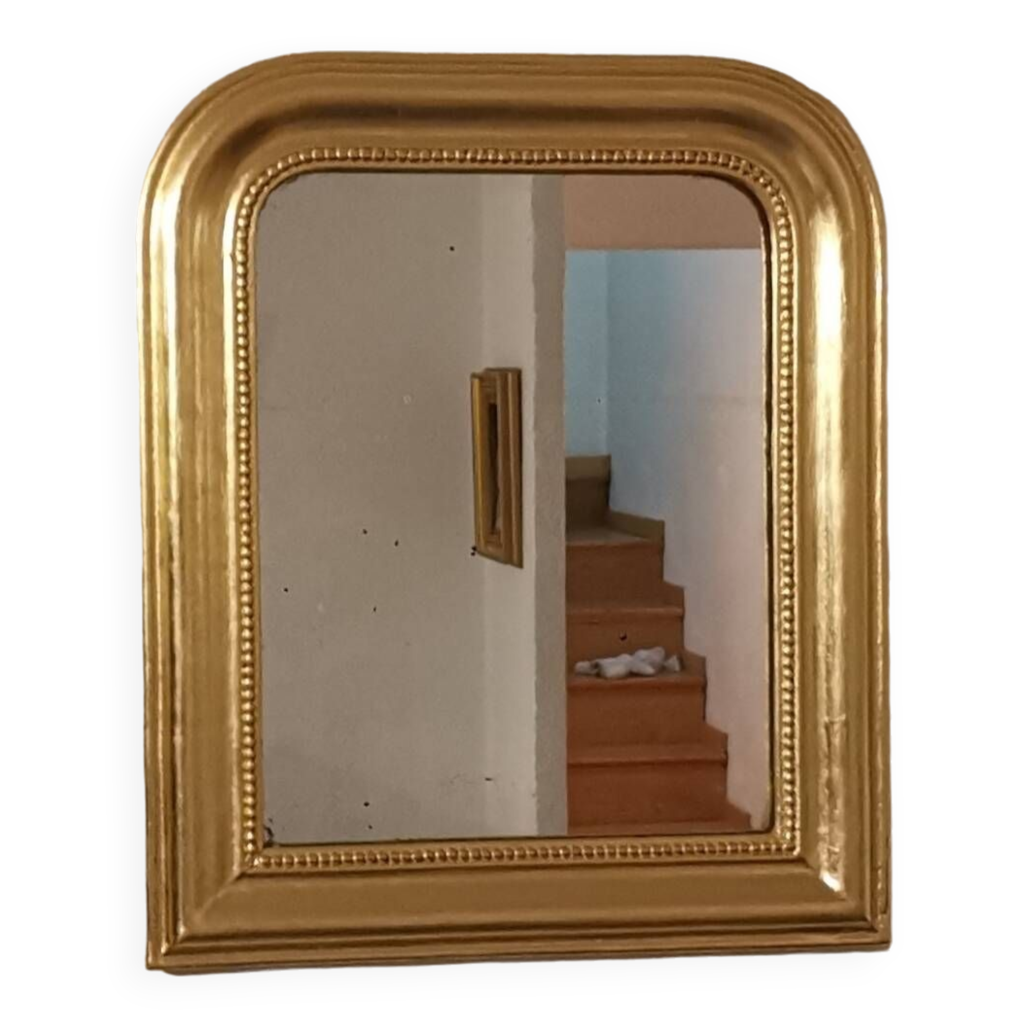 Antique Louis Phillipe mirror gilded with imitation gold copper leaf
