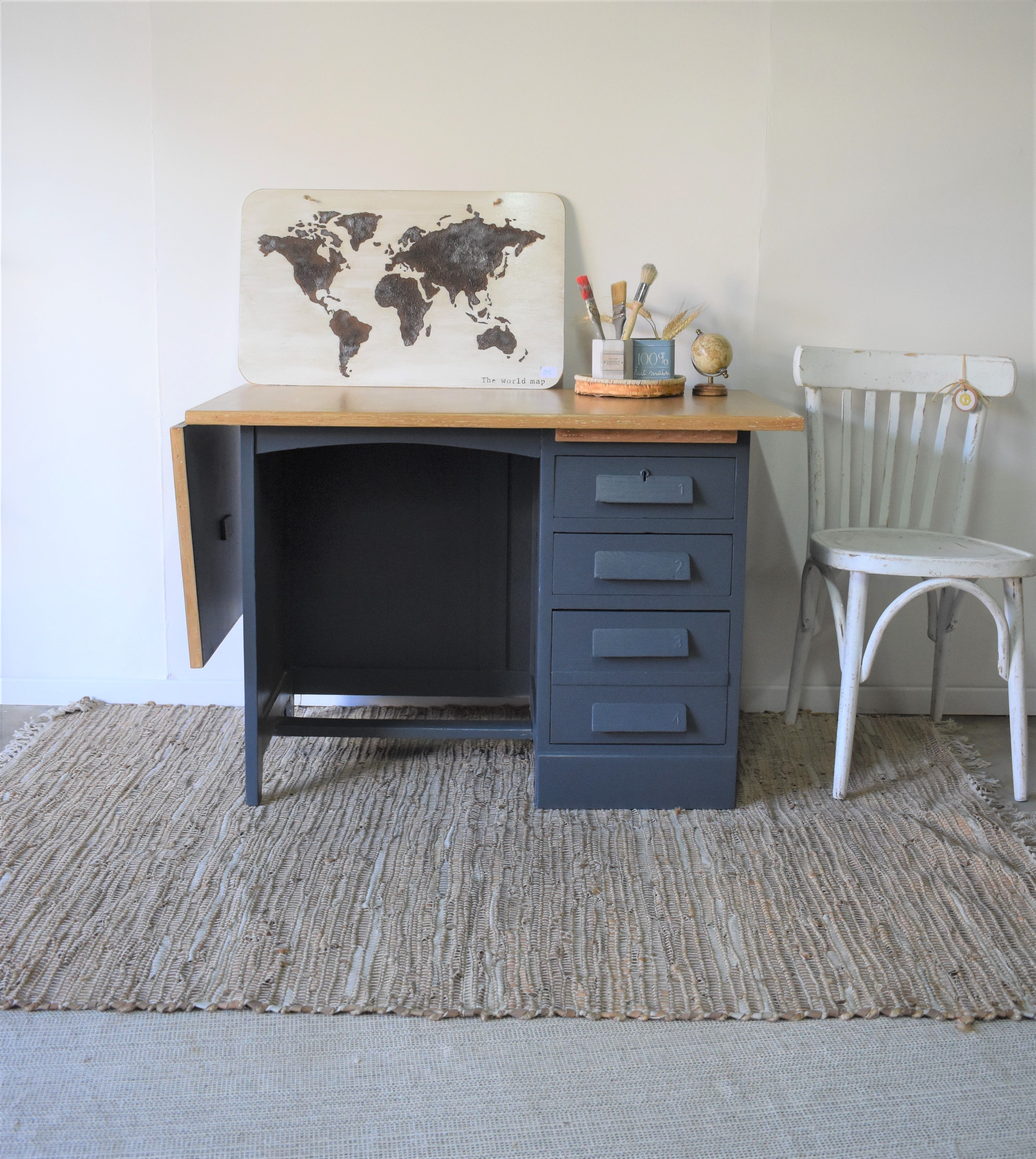 Old wooden desk with extensions