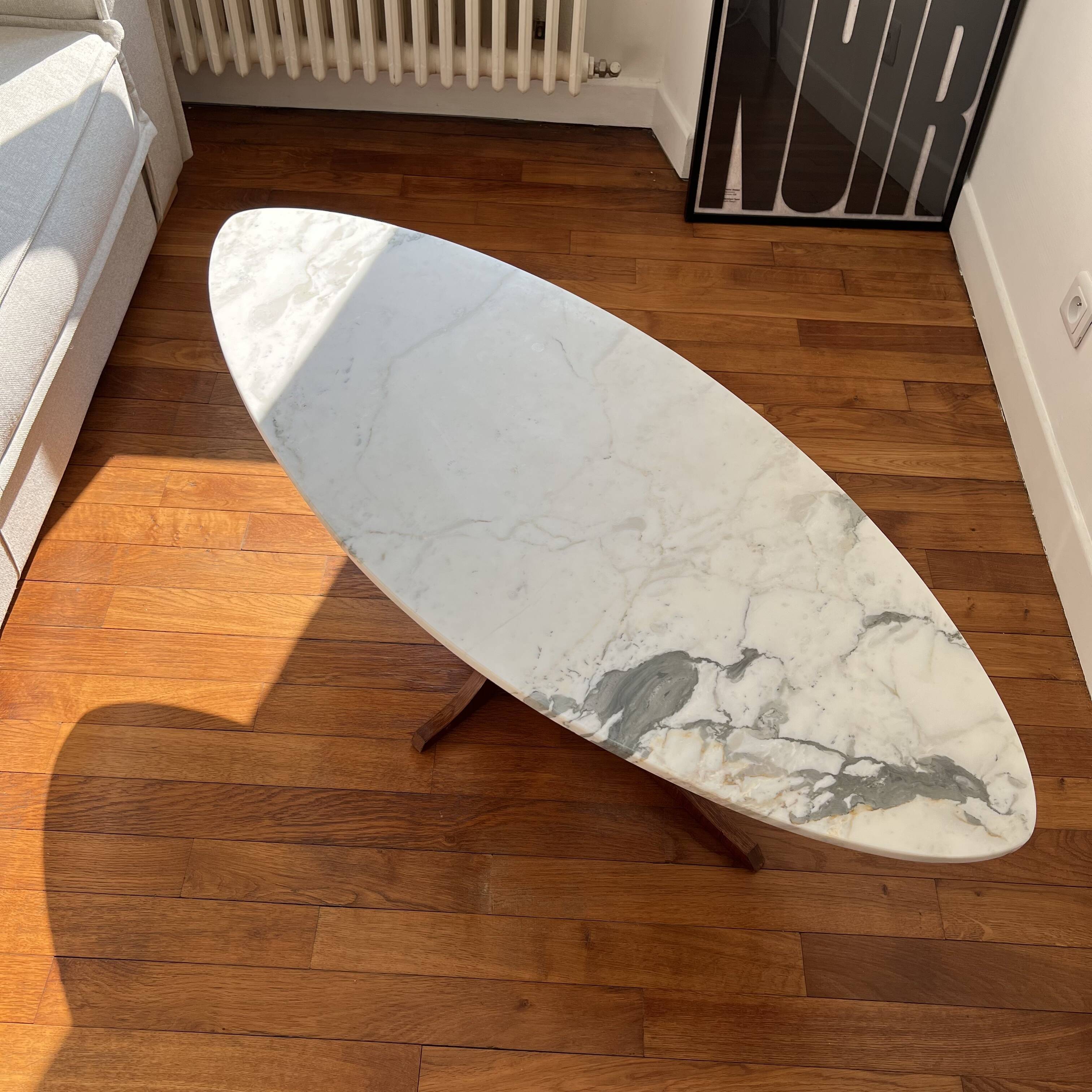 Table basse marbre/bois inspiration Hugues Poignant