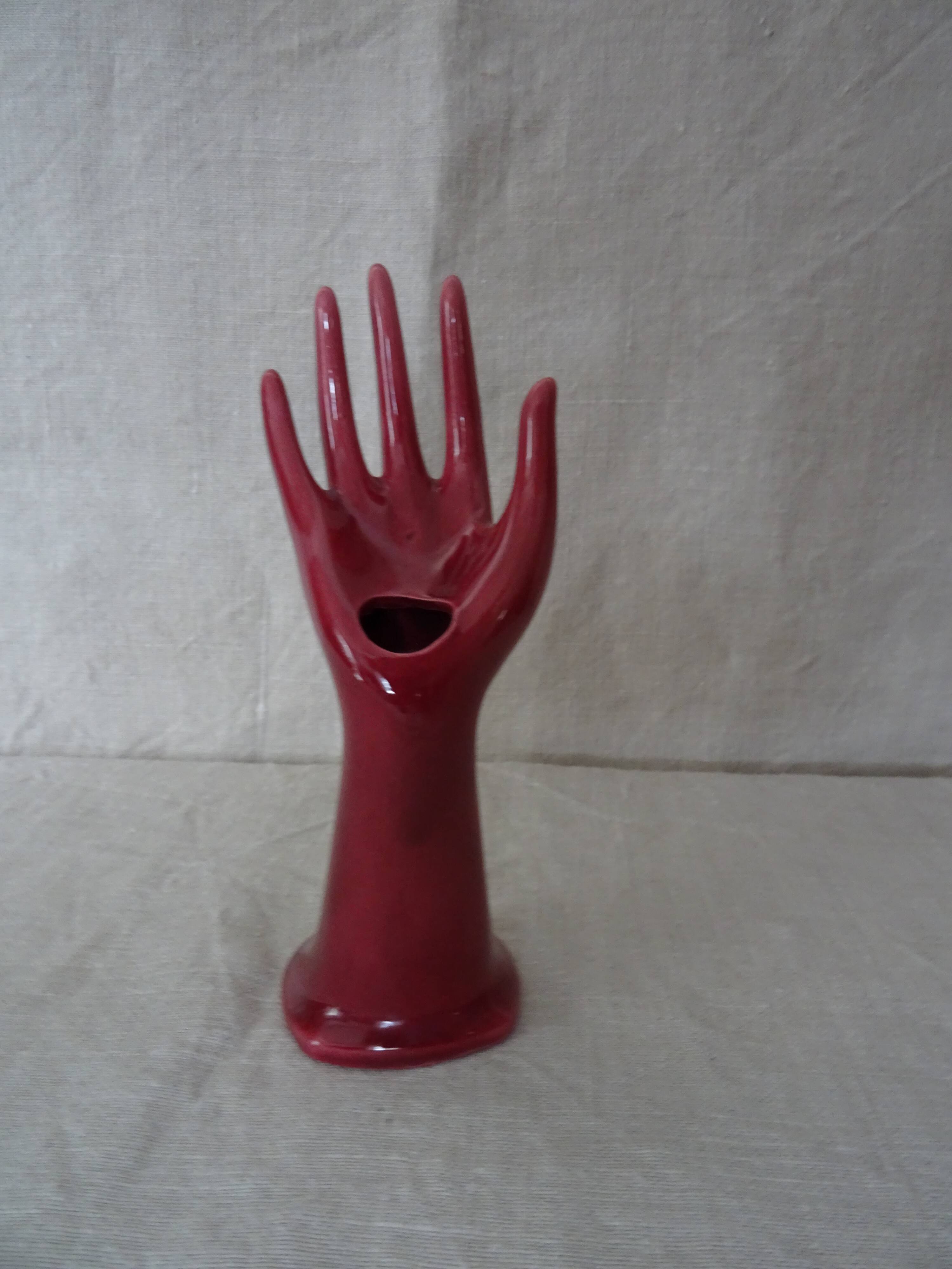 Hand ceramic fig tree color red burgundy