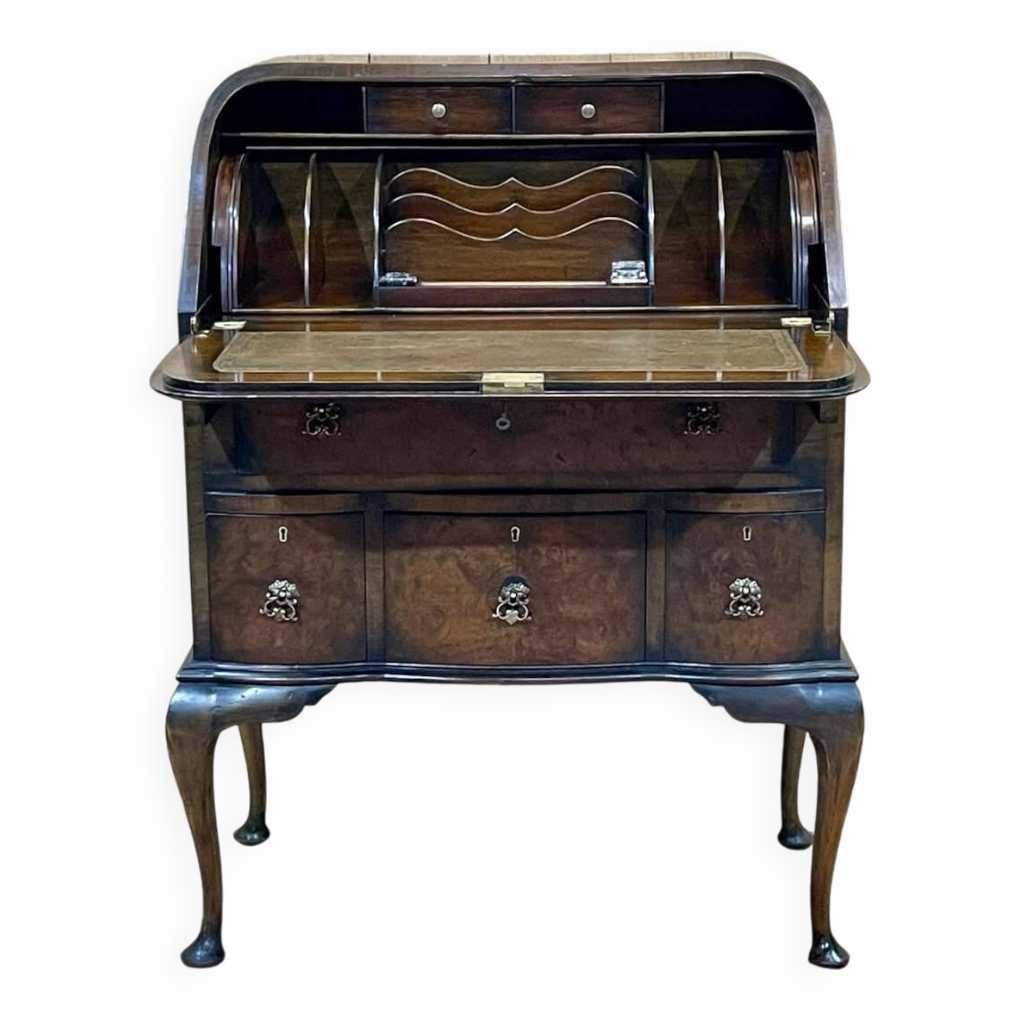 1930s English walnut back desk