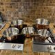 Suite de 5 casseroles en cuivre