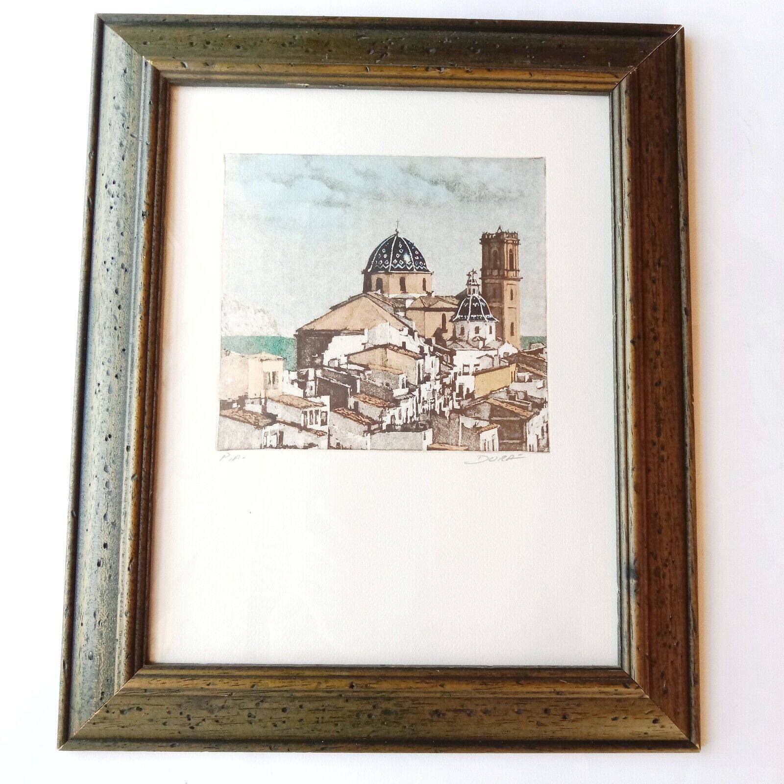 Altea in Spain, View of the Church, Etching